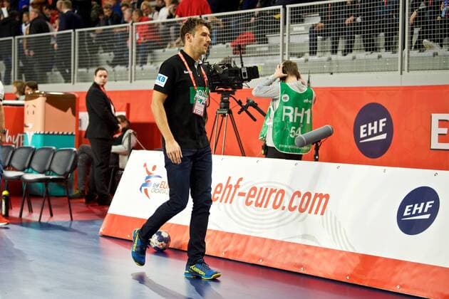 Handball Varazdin 21.01.2018 Europameisterschaft Herren Männer Euro Europameisterschaften Zwischenrunde Deutschland (GER) - Dänemark (DAN) Christian Prokop (Deutschland, Trainer) Abgang