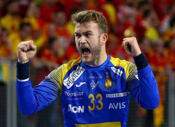 Handball, EM, Mazedonien - Spanien European Handball Championship, Group II, 4th round, FYR Macedonia - Spain 21.01.2018., Arena Varazdin, Varazdin, Croatia - 2018 European Men s Handball Championship, Group II, 4th round, FYR Macedonia - Spain. Gonzalo Perez de Vargas IgorxKralj PIXSELL