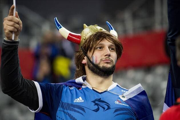 Handball, EM, Serbien - Frankreich 180122 En fransk supporter pa läktaren under handbollsmatchen mellan Serbien och Frankrike under Handbolls-EM 2018 den 22 januari 2018 i Zagreb. Copyright: LUDVIGxTHUNMAN BB180122LT002