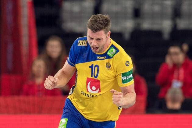 Handball, EM, Schweden - Weißrussland 180122 Sveriges Niclas Ekberg jublar under handbollsmatchen mellan Sverige och Belarus under Handbolls-EM 2018 den 22 januari 2018 i Zagreb. Copyright: LUDVIGxTHUNMAN BB180122LT025