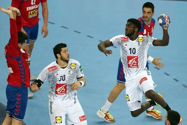 Handball, EM, Serbien - Frankreich European Handball Championship, Group I, 3rd round, Serbia - France 22.01.2018., Arena Zagreb, Zagreb, Croatia - 2018 European Men s Handball Championship, Group I, 3rd round, Serbia - France. Nicolas Tournat, Dika Mem. DaliborxUrukalovic PIXSELL