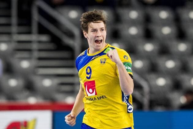 Bilder des Tages - SPORT Handball, EM, Schweden - Weißrussland 180122 Sveriges Jerry Tollbring jublar under handbollsmatchen mellan Sverige och Belarus under Handbolls-EM 2018 den 22 januari 2018 i Zagreb. Copyright: LUDVIGxTHUNMAN BB180122LT046