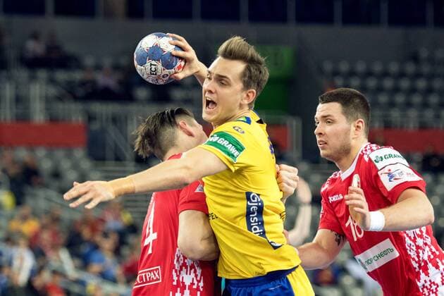 Handball, EM, Schweden - Weißrussland 180122 Sveriges Hampus Wanne under handbollsmatchen mellan Sverige och Belarus under Handbolls-EM 2018 den 22 januari 2018 i Zagreb. Copyright: LUDVIGxTHUNMAN BB180122LT059