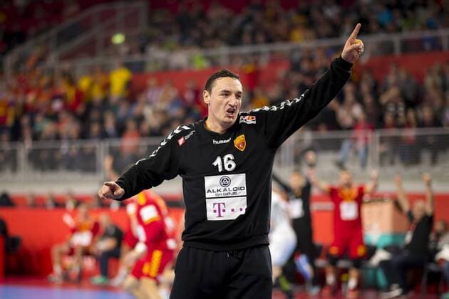 Torhueter Borko Ristovski (Nr. 16, Mazedonien) freut sich ueber eine Parade. Mazedonien - Tschechien, Hauptrunde, Handball, EHF Euro 2018, 23.01.18 Varazdin Varazdin Croatia Arena Varazdin Copyright: xAgentur54Gradx xFelixxKoenigx
