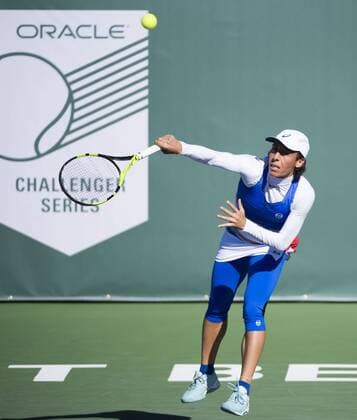January 23, 2018 - Newport Beach, California, U.S - Francesca Schiavone (Italy) vs Anna Karoline Schmiedlova (Slovakia) played in single womens tennis at the Oracle Challenger Series Newport Beach on Tuesday, January 23, 2018 in Newport Beach, California.-----FRANCESCA SCHIAVONE in play against Anna Karoline Schmiedlova Oracle Challenger Series Newport Beach - 2018 - ZUMAb102 20180123_zaf_b102_021 Copyright: xDavidxBrox