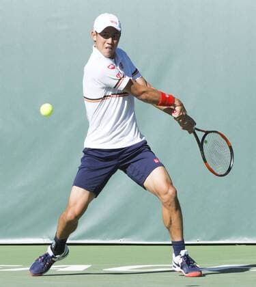 January 23, 2018 - Newport Beach, California, U.S - Kei Nishikori (Japan) vs Dennis Novikov (USA) played in single mens tennis at the Oracle Challenger Series Newport Beach on Tuesday, January 23, 2018 in Newport Beach, California.------KEI NISHIKORI in play against Dennis Novikov. Oracle Challenger Series Newport Beach - 2018 - ZUMAb102 20180123_zaf_b102_029 Copyright: xDavidxBrox