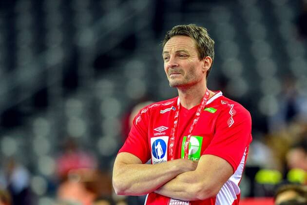180124 Norges förbundskapten Christian Berge under handbollsmatchen mellan Sverige och Norge under Handbolls-EM 2018 den 24 januari 2018 i Zagreb. Copyright: LUDVIGxTHUNMAN BB180124LT024