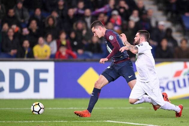 23 JULIAN DRAXLER (psg) - 03 Pedro REBOCHO (gui) FOOTBALL : Paris SG vs Guingamp - Coupe de France - 24 01 2018 AnthonyBIBARD FEP Panoramic 
