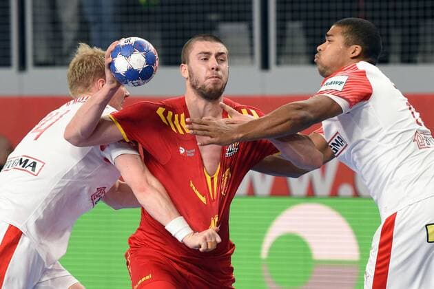 European Handball Championship, Group II, 3rd round, Macedonia - Denmark 24.01.2018., Arena Varazdin, Varazdin, Croatia - 2018 European Men s Handball Championship, Group II, 3rd round, Macedonia - Denmark. Filip Kuzmanovski, Mads Mensah Larsen VjeranxZganec-Rogulja PIXSELL