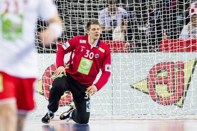 180124 Norges malvakt Torbj¿rn Bergerud deppar under handbollsmatchen mellan Sverige och Norge under Handbolls-EM 2018 den 24 januari 2018 i Zagreb. Copyright: LUDVIGxTHUNMAN BB180124LT139