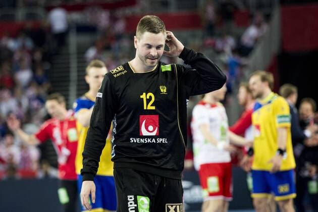 180124 Sveriges malvakt Andreas Palicka deppar efter handbollsmatchen mellan Sverige och Norge under Handbolls-EM 2018 den 24 januari 2018 i Zagreb. Copyright: LUDVIGxTHUNMAN BB180124LT148