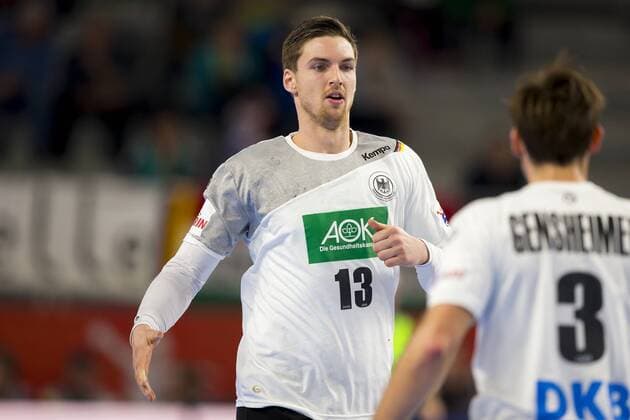 Hendrik Pekeler (Nr. 13, Deutschland) und Uwe Gensheimer (Nr. 3, Deutschland) freuen sich ueber ein Tor. Deutschland - Spanien, Hauptrunde, Handball, EHF Euro 2018, 24.01.18 Varazdin Varazdin Croatia Arena Varazdin Copyright: xAgentur54Gradx xFelixxKoenigx