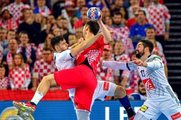 180124 Kroatiens Marko Kopljar under handbollsmatchen mellan Kroatien och Frankrike under Handbolls-EM 2018 den 24 januari 2018 i Zagreb. Copyright: LUDVIGxTHUNMAN BB180124LT175