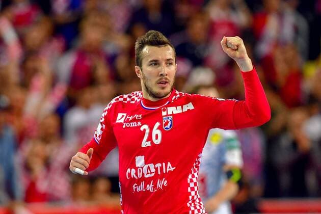 180124 Kroatiens Manuel Strlek under handbollsmatchen mellan Kroatien och Frankrike under Handbolls-EM 2018 den 24 januari 2018 i Zagreb. Copyright: LUDVIGxTHUNMAN BB180124LT179