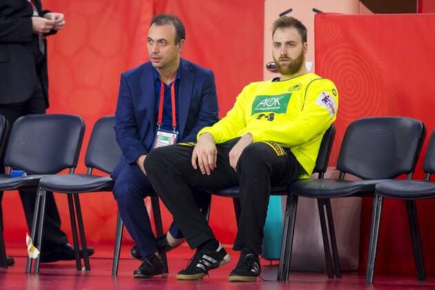 Bob Hanning und Torhueter Andreas Wolff (Nr. 33, Deutschland) nach der Niederlage. Deutschland - Spanien, Hauptrunde, Handball, EHF Euro 2018, 24.01.18 Varazdin Varazdin Croatia Arena Varazdin Copyright: xAgentur54Gradx xFelixxKoenigx