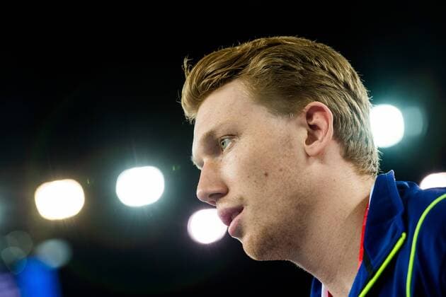 180125 Sveriges Simon Jeppsson under pressträff med Svenska landslaget i handboll under Handbolls-EM 2018 den 25 januari 2018 i Zagreb. Copyright: FREDRIKxVARFJELL BB180125BB284