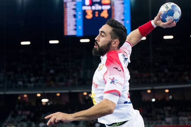 180126 Spaniens Valero Rivera Folch under semifinalen mellan mellan Frankrike och Spanien under Handbolls-EM 2018 den 26 januari 2018 i Zagreb. Copyright: FREDRIKxVARFJELL BB180126FV018