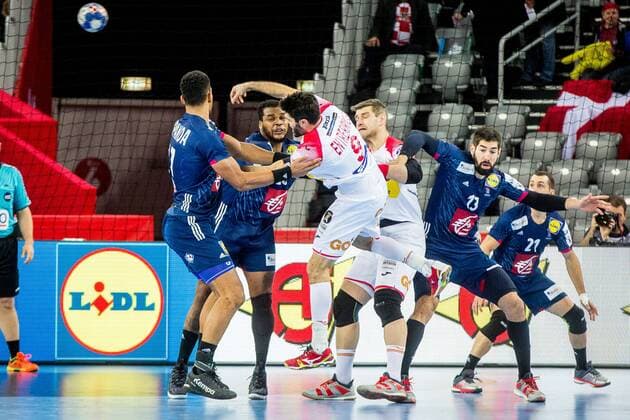 26.01.2018, Arena Zargreb, Zagreb, CRO, EHF EM, Herren, Frankreich vs Spanien, Halbfinale, im Bild France players during the semifinal match of the EHF men s Handball European Championship EM Europameisterschaft between France and Spain at the Arena Zargreb in Zagreb, Croatia on 2018 01 26. Zagreb