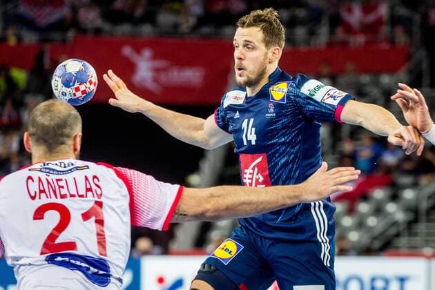26.01.2018, Arena Zargreb, Zagreb, CRO, EHF EM, Herren, Frankreich vs Spanien, Halbfinale, im Bild Kentin Mahe of France during the semifinal match of the EHF men s Handball European Championship EM Europameisterschaft between France and Spain at the Arena Zargreb in Zagreb, Croatia on 2018 01 26. Zagreb