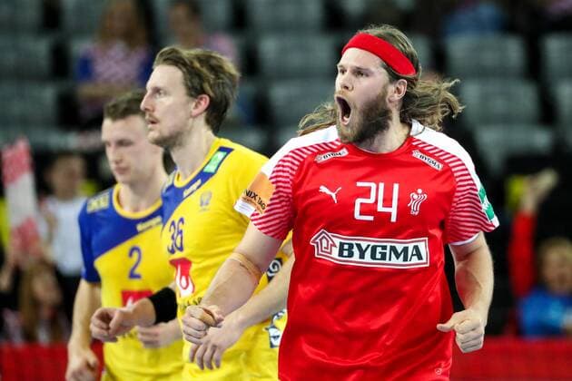 HANDBALL - EHF EURO 2018, DEN vs SWE ZAGREB,CROATIA,26.JAN.18 - HANDBALL - EHF European Championship EM Europameisterschaft semifinal, Denmark vs Sweden. Image shows the rejoicing of Mikkel Hansen (DEN). GEPAxpictures xMaticxKlansek