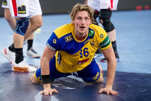 180126 Sveriges Jesper Nielsen under semifinalen mellan Sverige och Danmark under Handbolls-EM 2018 den 26 januari 2018 i Zagreb. Copyright: FREDRIKxVARFJELL BB180126FV080