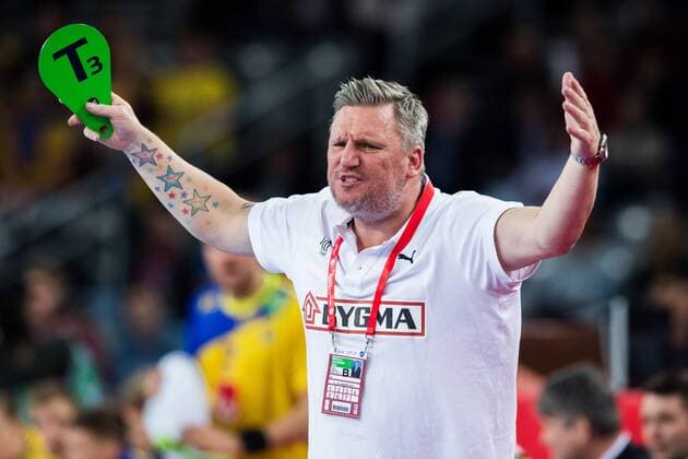 180126 Danmarks Förbundskapten Nikolaj Jacobsen under semifinalen mellan Sverige och Danmark under Handbolls-EM 2018 den 26 januari 2018 i Zagreb. Copyright: FREDRIKxVARFJELL BB180126FV088