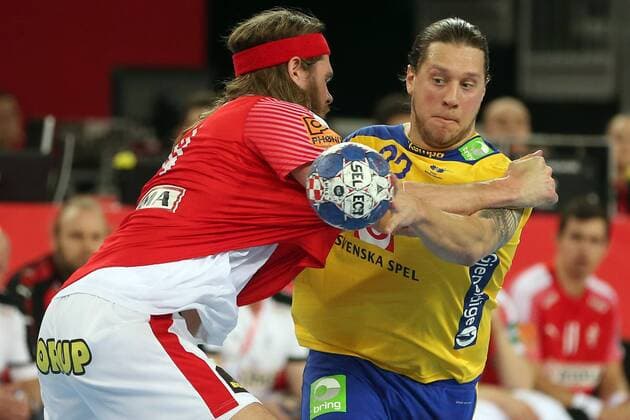 European Handball Championship, semifinal, Denmark - Sweden 26.01.2018., Arena Zagreb, Zagreb, Croatia - 2018 European Men s Handball Championship, semifinal, Denmark - Sweden. Mattias Zachrisson, Mikkel Hansen  DaliborxUrukalovic PIXSELL