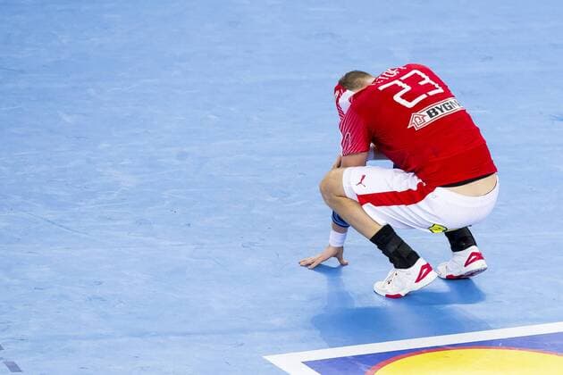 Henrik Toft Hansen (Nr. 23, Daenemark) nach der Niederlage. Daenemark - Schweden, Halbfinale, Handball, EHF Euro 2018, 26.01.18 Zagreb Zagreb Croatia Arena Zagreb Copyright: xAgentur54Gradx xFelixxKoenigx