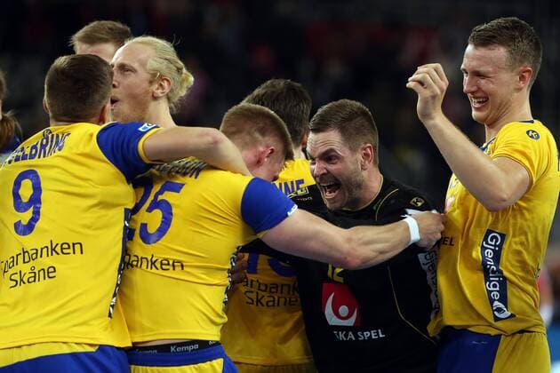 European Handball Championship, semifinal, Denmark - Sweden 26.01.2018., Arena, Zagreb - Europsko rukometno prvenstvo, polufinale, Danska - Svedska. Andreas Palicka, Linus Arnesson  DaliborxUrukalovic PIXSELL