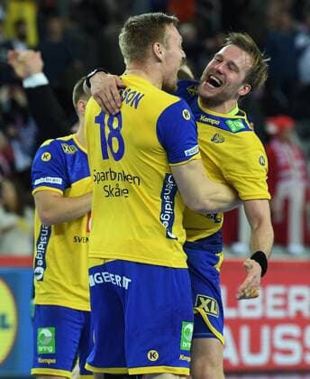 European Handball Championship, semifinal, Denmark - Sweden 26.01.2018., Arena Zagreb, Zagreb, Croatia - 2018 European Men s Handball Championship, semifinal, Denmark - Sweden. Swedish team celebrates the victory and entering the finals.  MarkoxLukunic PIXSELL