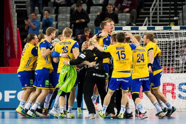 180126 under semifinalen mellan Sverige och Danmark under Handbolls-EM 2018 den 26 januari 2018 i Zagreb. Copyright: FREDRIKxVARFJELL BB180126FV124