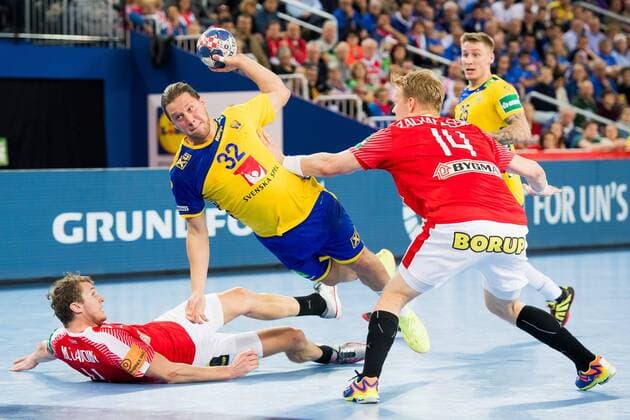 180126 Sveriges Mattias Zachrisson under semifinalen mellan Sverige och Danmark under Handbolls-EM 2018 den 26 januari 2018 i Zagreb. Copyright: FREDRIKxVARFJELL BB180126FV137