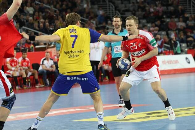 January 26th 2018, Zagreb, Croatia; European Mens Handball Championship, Denmark versus Sweden; Morten Olsen (Denmark) in action happy with the progress  ActionPlus11977874