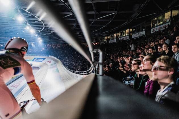 Berlin, Germany, 27.01.2018: Sprinter Maximilian Levy zieht seine Runden beim 107. Berliner Sechstagerennen im Velodrom.