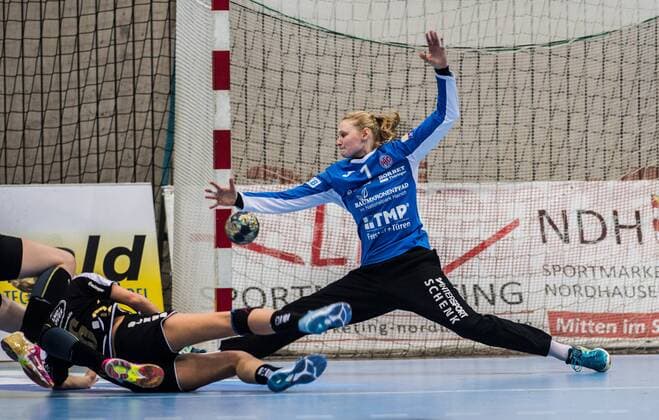 27-01-2018 Nordhausen Champions League Frauen THC Erfurt Bad Langensalza : SG BBM Bietigheim Jana Krause 01(Thueringer HC) Aktion