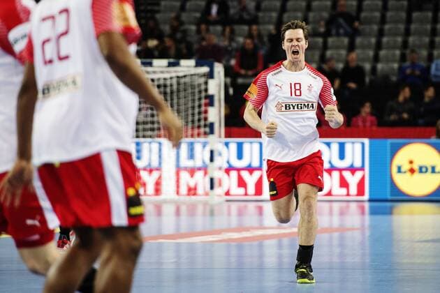 180128 Danmarks Hans Lindberg jublar under bronsmatchen mellan Danmark och Frankrike under Handbolls-EM 2018 den 28 januari 2018 i Zagreb. Copyright: FREDRIKxVARFJELL BB180128FV004