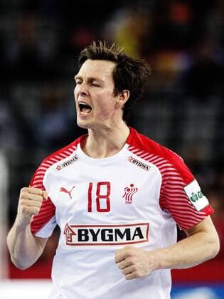 180128 Danmarks Hans Lindberg jublar under bronsmatchen mellan Danmark och Frankrike under Handbolls-EM 2018 den 28 januari 2018 i Zagreb. Copyright: FREDRIKxVARFJELL BB180128FV026