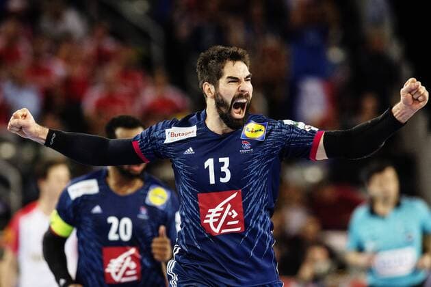 180128 Frankrikes Nikola Karabatic jublar under bronsmatchen mellan Danmark och Frankrike under Handbolls-EM 2018 den 28 januari 2018 i Zagreb. Copyright: FREDRIKxVARFJELL BB180128FV050