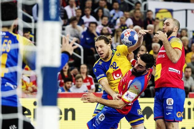 180128 Sveriges Mattias Zachrisson under finalen mellan Sverige och Spanien under Handbolls-EM 2018 den 28 januari 2018 i Zagreb. Copyright: FREDRIKxVARFJELL BB180128FV100