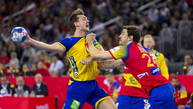 Hampus Wanne (Nr. 15, Schweden) gegen Viran Morros de Argila (Nr. 24, Spanien). Spanien - Schweden, Finale, Handball, EHF Euro 2018, 28.01.18 Zagreb Zagreb Croatia Arena Zagreb Copyright: xAgentur54Gradx xFelixxKoenigx