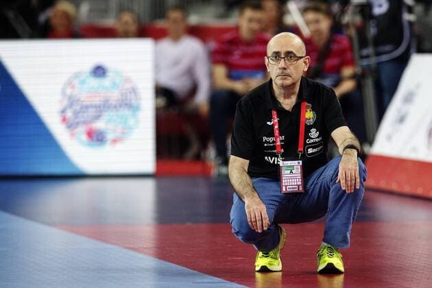180128 Spanien förbundskapten Jordi Ribera under finalen mellan Sverige och Spanien under Handbolls-EM 2018 den 28 januari 2018 i Zagreb. Copyright: FREDRIKxVARFJELL BB180128FV139