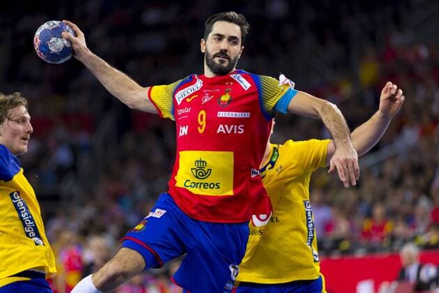 Raul Entrerrios (Nr. 9, Spanien) gegen Jesper Nielsen (Nr. 36, Schweden). Spanien - Schweden, Finale, Handball, EHF Euro 2018, 28.01.18 Zagreb Zagreb Croatia Arena Zagreb Copyright: xAgentur54Gradx xFelixxKoenigx