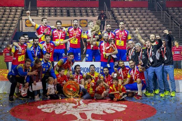 Handball EM Finale, Spanien ist Europameister Die Spanier freuen sich ueber die Goldmedaille und den Sieg bei der Europameisterschaft Spanien - Schweden, Finale, Handball, EHF Euro 2018, 28.01.18 Zagreb Zagreb Croatia Arena Zagreb Copyright: xAgentur54Gradx xFelixxKoenigx