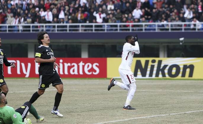 (180131) -- TIANJIN, Jan. 31, 2018 -- Anthony Modeste (1st R) of China s Tianjin Quanjian FC celebrates scoring during the AFC Champions League qualification match between China s Tianjin Quanjian FC and Phillipines Ceres Negros FC in Tianjin, north China, Jan. 30, 2018. Tianjin Quanjian won 2-0. ) (SP)CHINA-TIANJIN-SOCCER-AFC CHAMPIONS LEAGUE-QUALIFICATION-TIA VS CER(CN) ZhangxYudong 