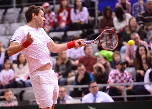 PXL_Davis Cup, first round, Croatia - Canada, doubles 03.02.2018., Gradski vrt, Osijek, Croatia - Davis Cup by BNP Paribas first round, Croatia - Canada, doubles, Marin Cilic, Ivan Dodig - Daniel Nestor, Vasek Pospisil. Daniel Nestor. MarkoxPrpic PIXSELL