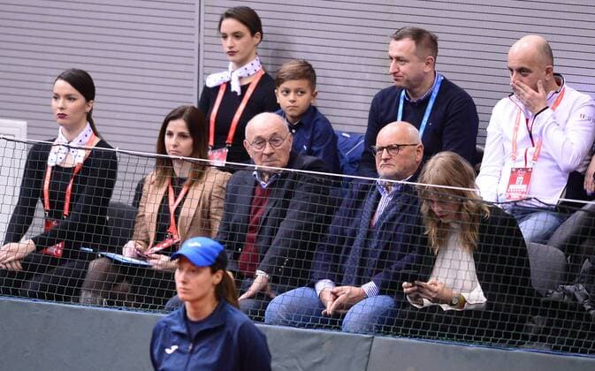 PXL_Davis Cup, first round, Croatia - Canada, doubles 03.02.2018., Gradski vrt, Osijek, Croatia - Davis Cup by BNP Paribas first round, Croatia - Canada, doubles, Marin Cilic, Ivan Dodig - Daniel Nestor, Vasek Pospisil. President of the Croatian Olympic Committee Zlatko Matesa. MarkoxPrpic PIXSELL