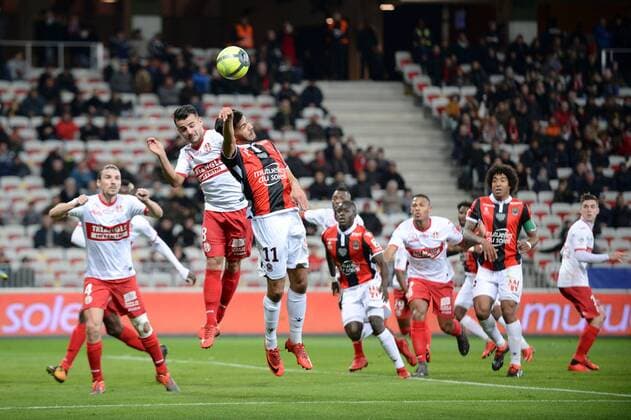 Fußball, OGC Nizza - FC Toulouse 11 Bassem SRARFI (nice) - 08 Corentin JEAN (tfc) FOOTBALL : Nice vs Toulouse - Ligue 1 Conforama - 03 02 2018 FEP Panoramic 