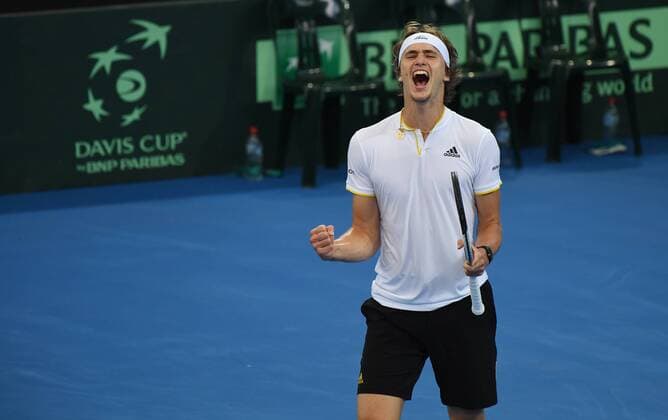 Themen der Woche - SPORT Bilder des Tages - SPORT Daviscup World Group Australia -Germany in Brisbane Sascha Zverev ,Deutschland ; gewinnt den entscheidenden 3. Punkt zum Sieg über Austalien
