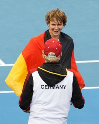 ALEXANDER ZVEREV und Boris Becker, Davis Cup AUS_GER, Pat Rafter Arena, Brisbane Tennis - Davis Cup 2018 - ITF Davis Cup - Pat Rafter Arena - Brisbane - - Australia - 4 February 2018. Copyright: xJuergenxHasenkopfx