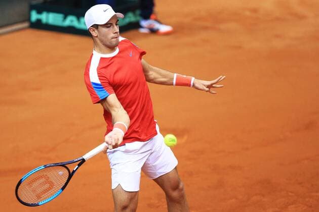 Davis Cup - Coric VS Shapovalov 04.02.2018., City sports hall, Osijek - 1. round of Davis Cup, Croatia-Canada, third day, 4. match, Borna Coric - Denis Shapovalov. Borna Coric.  DavorxJavorovic PIXSELL